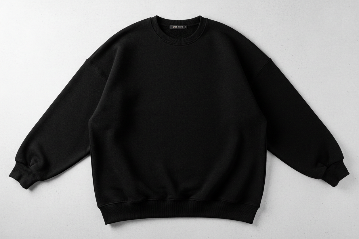 Felpa nera in cotone caldo